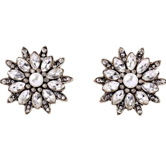 NEW Bridal Earrings CRYSTAL & PEARL Retro Post EARRINGS #176 - Picture 1 of 3